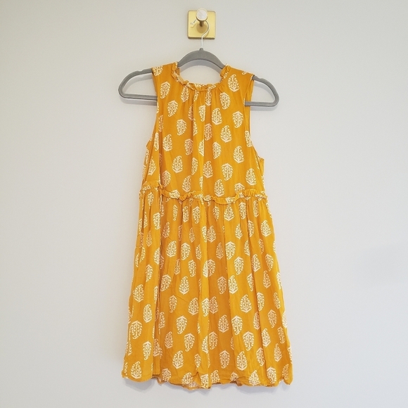 Lucky Brand Dresses & Skirts - Lucky Brand Mustard Yellow Leaf Babydoll Dress Small Sleeveless Cotton Blend